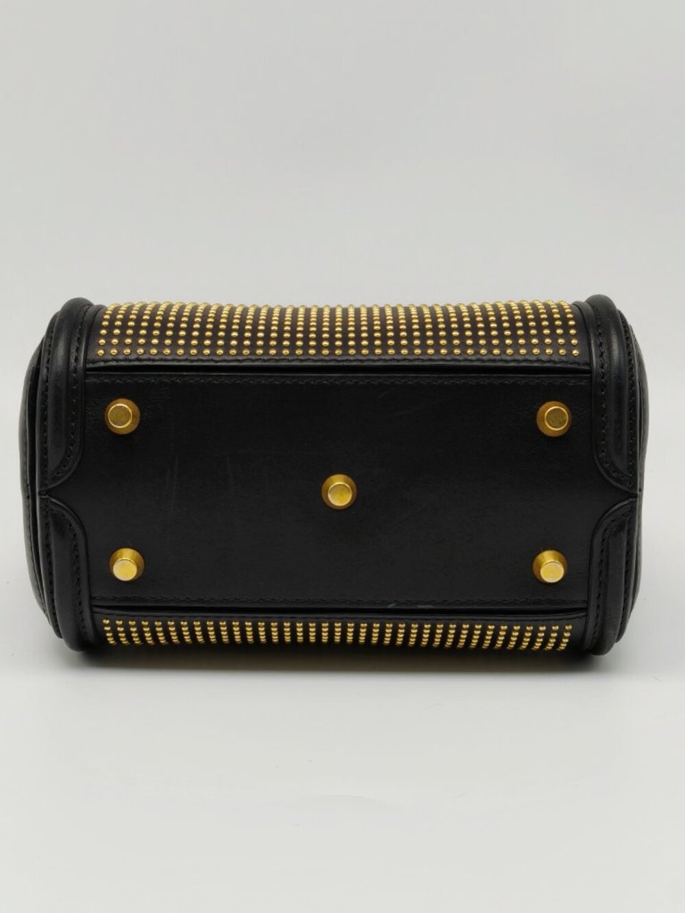 Alexander McQueen Studded Leather Mini Tote Bag Black Gold Crossbody - Picture 13 of 16